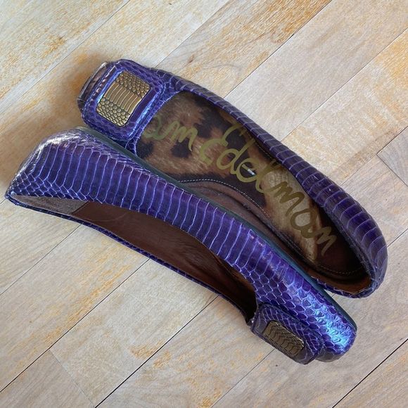 SAM EDELMAN Jeneva Purple Textured Leather Flats - Picture 6 of 9